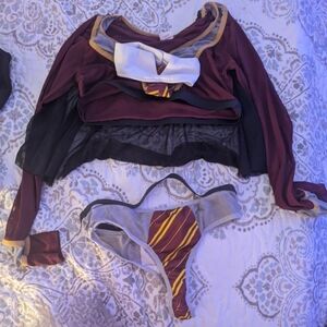 Women's Burgundy and Gray Intimate Set